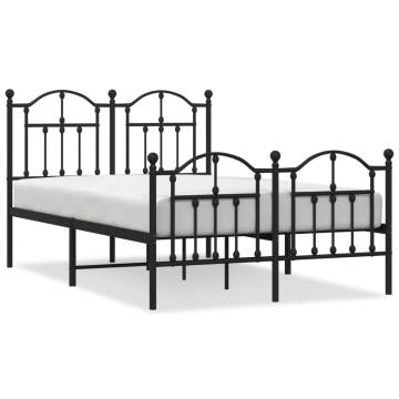 Black Metal Bed Frame with Headboard 120x190 cm Small Double