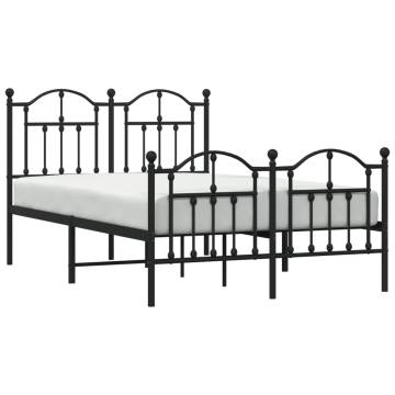 Black Metal Bed Frame with Headboard 120x190 cm Small Double