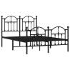 Black Metal Bed Frame with Headboard 120x190 cm Small Double