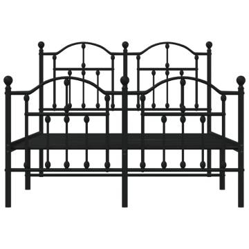 Black Metal Bed Frame with Headboard 120x190 cm Small Double