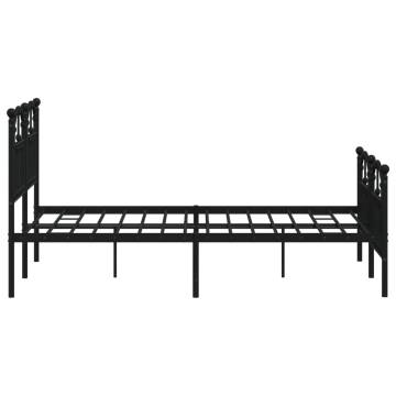 Black Metal Bed Frame with Headboard 120x190 cm Small Double