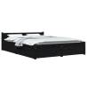 Stylish Black Bed Frame with Drawers - 140x190 cm