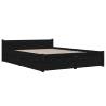 Stylish Black Bed Frame with Drawers - 140x190 cm