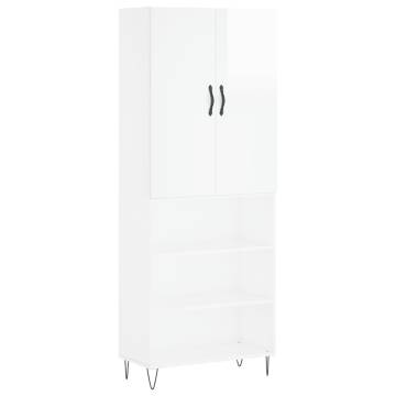 Stylish Highboard High Gloss White - 69.5x34x180 cm