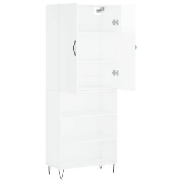 Stylish Highboard High Gloss White - 69.5x34x180 cm