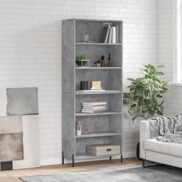 Stylish Highboard in Concrete Grey | Engineered Wood