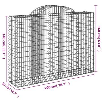 Arched Gabion Baskets - 18 pcs Galvanised Iron | HipoMarket