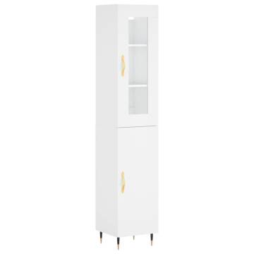 Stylish Highboard White 34.5x34x180 cm - Hipomarket UK