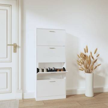 Shoe Cabinet High Gloss White - Stylish Storage Solution