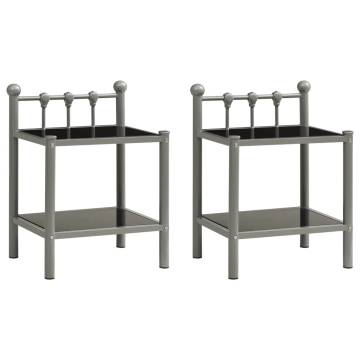 Stylish Grey & Black Bedside Cabinets - Set of 2 | Hipomarket