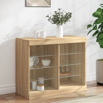 Modern Sideboard with LED Lights - Sonoma Oak - 81x37x67 cm