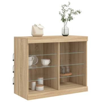 Modern Sideboard with LED Lights - Sonoma Oak - 81x37x67 cm