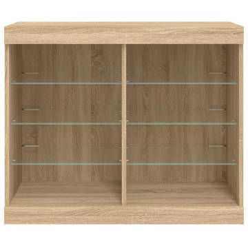 Modern Sideboard with LED Lights - Sonoma Oak - 81x37x67 cm