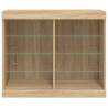 Modern Sideboard with LED Lights - Sonoma Oak - 81x37x67 cm