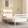 Bed Frame with Headboard White 100x200 cm Solid Wood Colour white Size 100 x 200 cm Model low 