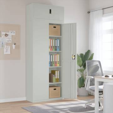 Light Grey File Cabinet - 90x40x240 cm Steel - Stylish Storage