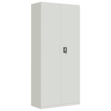 Light Grey File Cabinet - 90x40x240 cm Steel - Stylish Storage