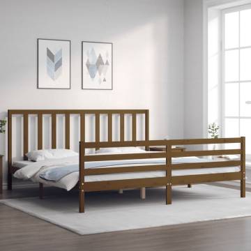 Honey Brown Solid Wood Bed Frame 200x200 cm - Hipomarket