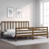 Bed Frame with Headboard Honey Brown 200x200 cm Solid Wood Colour honey brown Size 200 x 200 cm 