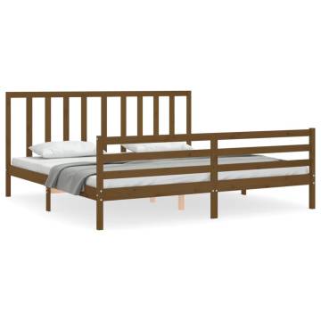 Honey Brown Solid Wood Bed Frame 200x200 cm - Hipomarket