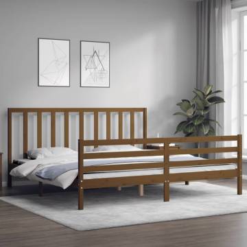 Honey Brown Solid Wood Bed Frame 200x200 cm - Hipomarket