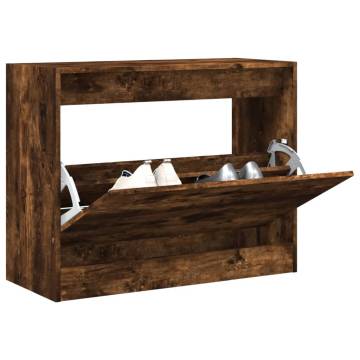 Shoe Cabinet Smoked Oak - 80x34x63 cm Engineered Wood