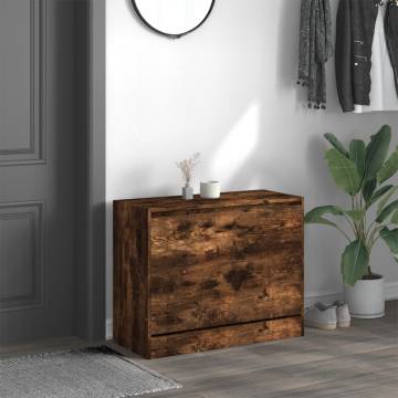 Shoe Cabinet Smoked Oak - 80x34x63 cm Engineered Wood