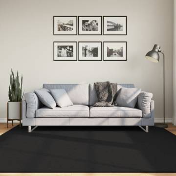 HUARTE Washable Black Rug 200x200 cm - Soft & Non-Slip Design