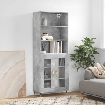 Stylish Highboard in Concrete Grey | 69.5x34x180 cm - HipoMarket