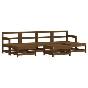 7 Piece Honey Brown Garden Lounge Set - Solid Pine Wood