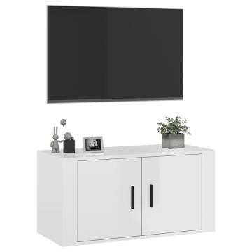 Wall Mounted TV Cabinet High Gloss White | Stylish Storage Solution