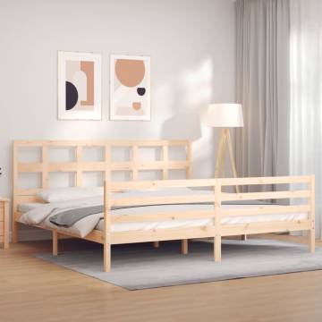 Super King Size Solid Wood Bed Frame with Headboard