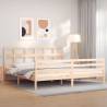 Bed Frame with Headboard Super King Size Solid Wood Colour natural Size 180 x 200 cm 