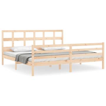 Super King Size Solid Wood Bed Frame with Headboard