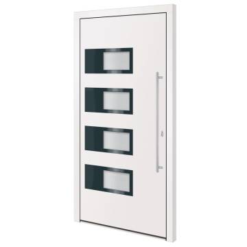 Front Door White 100x200 cm Aluminium & PVC - Stylish & Secure