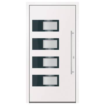 Front Door White 100x200 cm Aluminium & PVC - Stylish & Secure