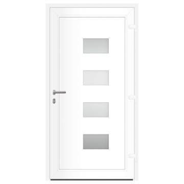 Front Door White 100x200 cm Aluminium & PVC - Stylish & Secure