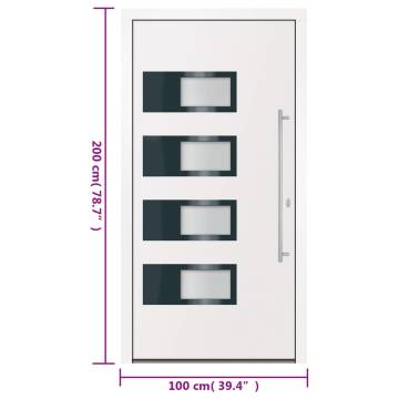 Front Door White 100x200 cm Aluminium & PVC - Stylish & Secure