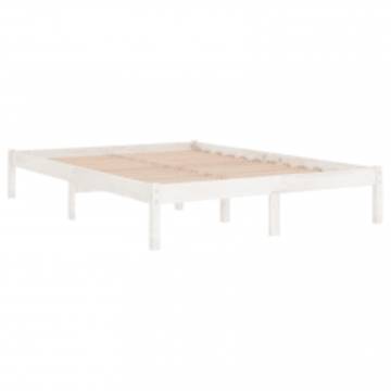 White Solid Wood Bed Frame 140x200 cm | Stylish & Durable