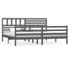 Grey Solid Wood Bed Frame 200x200 cm - Elegant Design