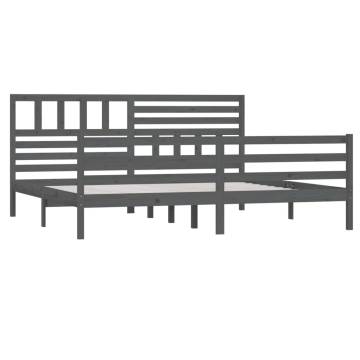 Grey Solid Wood Bed Frame 200x200 cm - Elegant Design