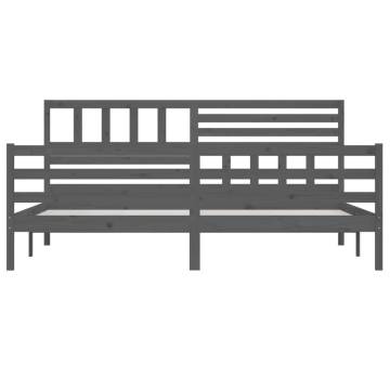 Grey Solid Wood Bed Frame 200x200 cm - Elegant Design