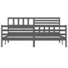 Grey Solid Wood Bed Frame 200x200 cm - Elegant Design