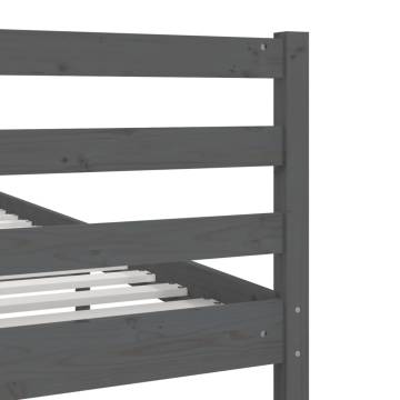 Grey Solid Wood Bed Frame 200x200 cm - Elegant Design