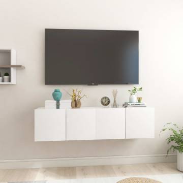 Hanging TV Cabinets Set - High Gloss White | Hipomarket UK