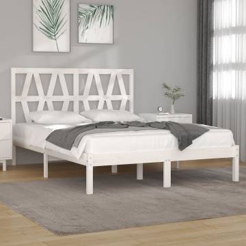 White Solid Wood Pine Bed Frame 120x190 cm Small Double