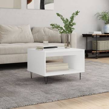 Stylish White Coffee Table 60x50 cm - Engineered Wood