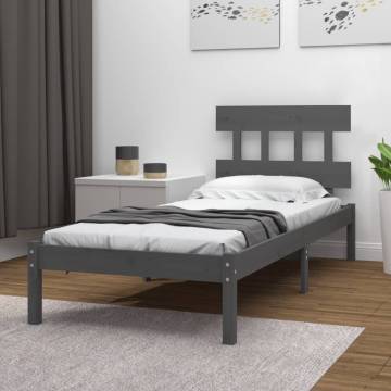 Grey Solid Wood Bed Frame 90x200 cm | HipoMarket UK