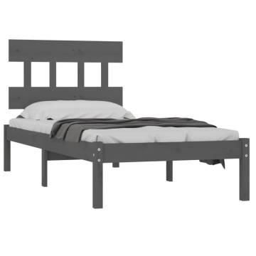 Grey Solid Wood Bed Frame 90x200 cm | HipoMarket UK