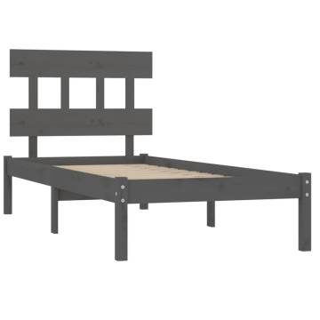 Grey Solid Wood Bed Frame 90x200 cm | HipoMarket UK